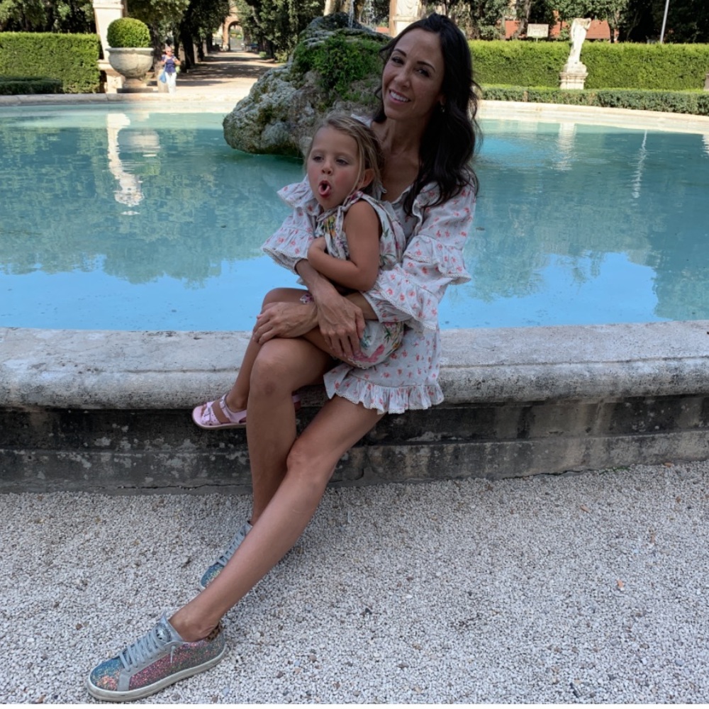 Love Sam Floral Romper in Light Cream and Pink